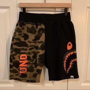 Bape x Undefeated Split Camo Shark Shorts